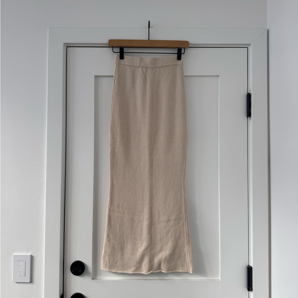 Beige Knit Maxi Skirt - Minimal Women's Skirt